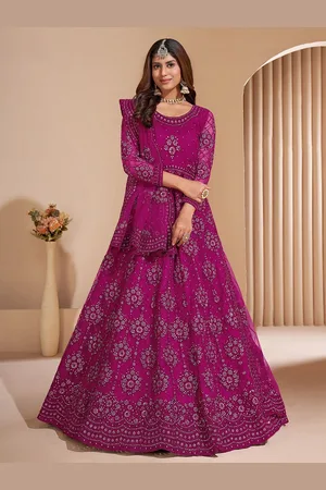 APNISHA Ethnic Motifs Embroidered Net Fit & Flare Maxi Dress