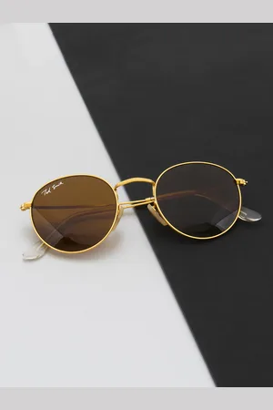 Ted Smith Unisex Brown Lens & Gold-Toned Round Sunglasses with UV Protected Lens MOON_C18