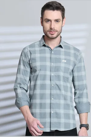 Majestic Men Comfort Slim Fit Opaque Checked Casual Shirt