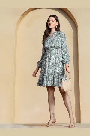 all about you Printed Cinched Waist A-Line Dress