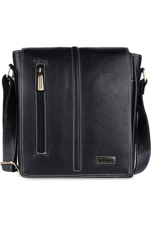 HAMMONDS FLYCATCHER Leather Structured Sling Bag with Cut Work