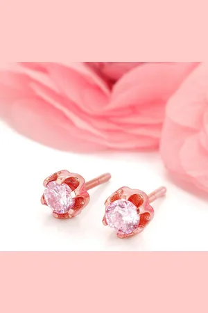 GIVA 92.5 Sterling Silver Rose Gold-Plated Contemporary Studs Earrings