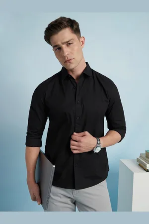Dennis Lingo Men Solid Spread Collar Full Sleeves Regular Fit Shirt