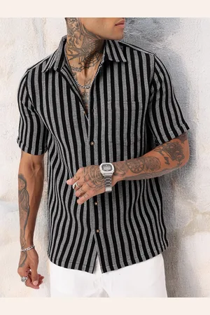 Kook N Keech Monochromatic Self Striped Textured Relaxed Shirt