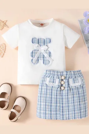 LULU & SKY Girls Printed T-shirt with Skirt