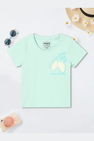 Max Collection Girls Printed V-Neck Applique T-shirt
