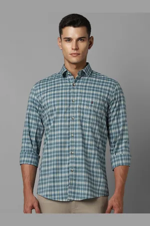 Louis Philippe Men Slim Fit Checked Spread Collar Pure Cotton Casual Shirt