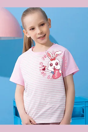 LULU & SKY Girls Striped Applique T-shirt