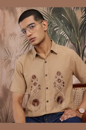 Sangria Floral Embroidered Pure Cotton Longline Shirt