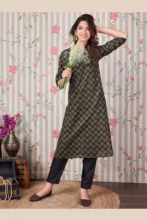 House of Pataudi Floral Printed Straight Cotton Kurta