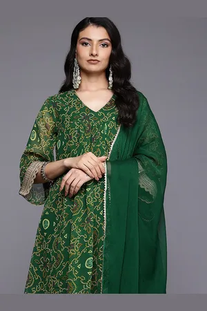 Varanga Bandhani Printed Empire Gotta Patti Kurta With Trousers & Dupatta