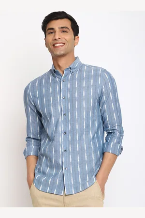 Fabindia Slim Fit Vertical Striped Casual Cotton Shirt