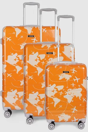 Teakwood Leathers Set of 3 Aeroplane Print 360 Degree Rotation Hard Trolley Bags 182.3L