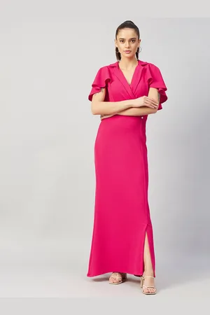 ATHENA Fuchsia Maxi Dress with Cape Sleeves