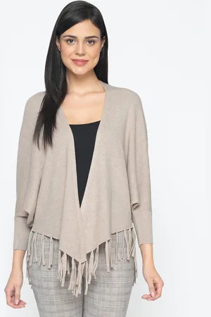 Gipsy Women Khaki Solid Open Front Shrug