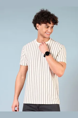 V-Mart Men Striped Monochrome Pockets T-shirt