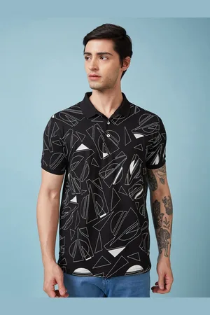 Status Quo Men Geometric Printed Polo Collar Regular Fit T-shirt