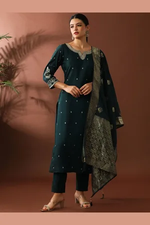 Jaipur Women Ethnic Motifs Embroidered Regular Kurta with Trousers & With Dupatta