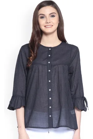 Gipsy Women Navy Blue Striped Top