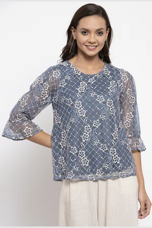 Gipsy Women Blue Self Design A-Line Top