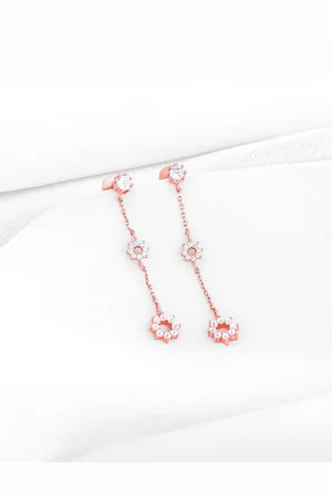GIVA Rose Gold-Plated Sterling Silver Contemporary Zircon-Studded Drop Earrings