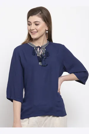 Gipsy Women Navy Blue Solid Tunic