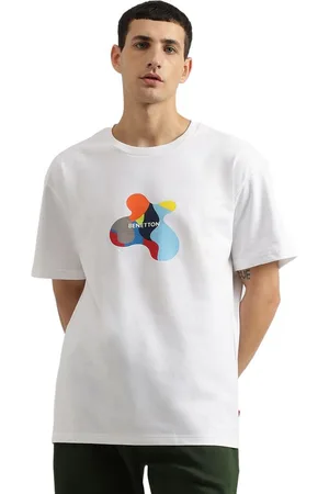 Benetton Men Printed Pure Cotton Applique Boxy T-shirt