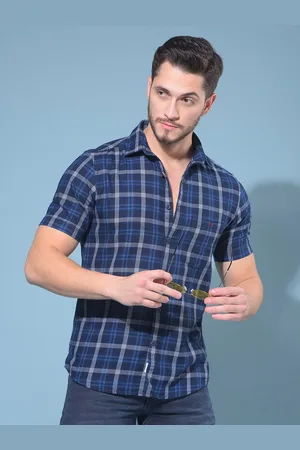 Crimsoune Club Spread Collar Classic Slim Fit Tartan Checks Cotton Opaque Casual Shirt