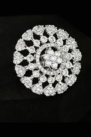 ATIBELLE Silver Plated CZ Stone Studded Finger Ring