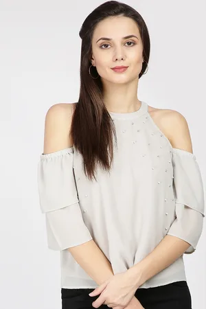 Gipsy Women Grey Solid Top