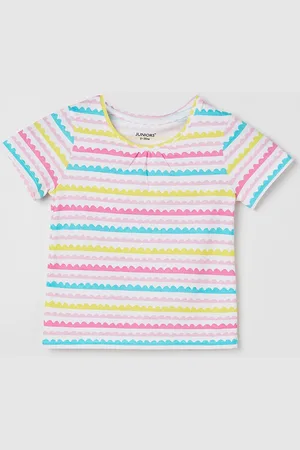 Lifestyle Girls Striped Round Neck Cotton T-shirt