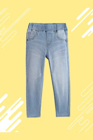 HERE&NOW Girls Blue Solid Slim-Fit Clean Look Stretchable Denim Jeggings