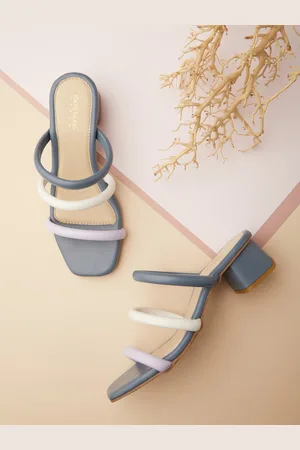 Tokyo Talkies Blue & White Block Square Toe Heels