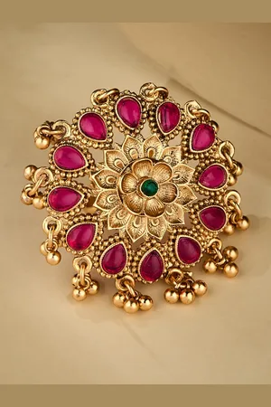 ATIBELLE Gold Plated Kundan Stone Studded Finger Ring