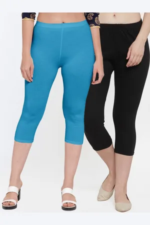Jinfo Women Pack of 2 Black & Blue Capris