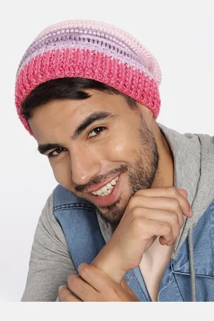 Magic Needles Unisex Pink & Purple Self Design Beanie