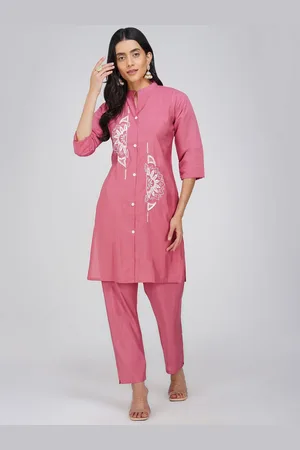 Charitra Women Ethnic Motifs Embroidered Regular Thread Work Kurti with Trousers