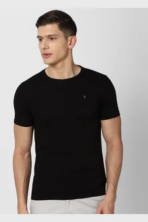 V Dot Men Black Slim Fit T-shirt