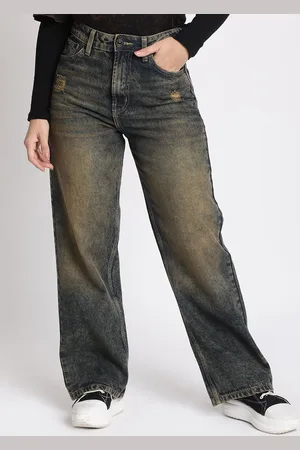 Bene Kleed Women Relaxed Fit High-Rise Low Distress Heavy Fade Jeans