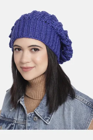 Magic Needles Women Blue Handknitted Beanie