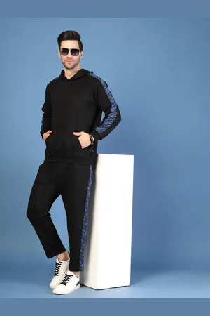 Rigo Men Navy Fleece Colorblock Oversized Tracksuit