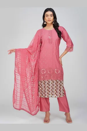 Charitra Women Floral Embroidered Regular Sequinned Kurta with Trousers & With Dupatta