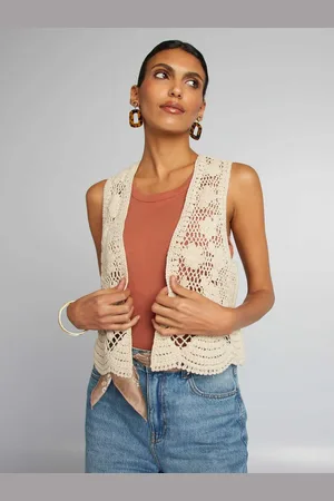 KIABI Women Crop Open Front Jacket with Embroidered