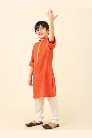 Fabindia Boys Printed Striped Cotton Regular Sleeves Kurta