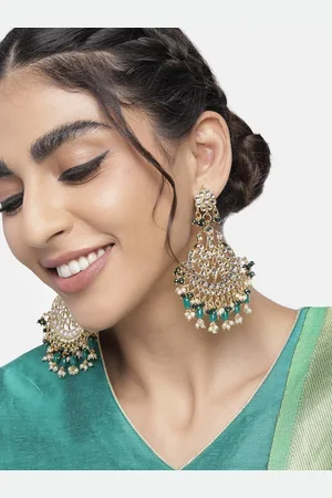 I Jewels Green Contemporary Drop Earrings