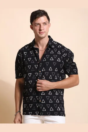 Jaipur Men Standard Fit Spread Collar Geometric Printed Cotton Casual Shirt