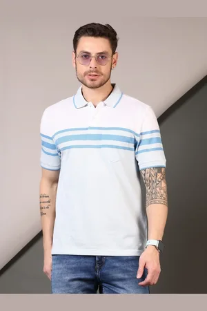 V-Mart Men Striped Polo Collar Cotton T-shirt