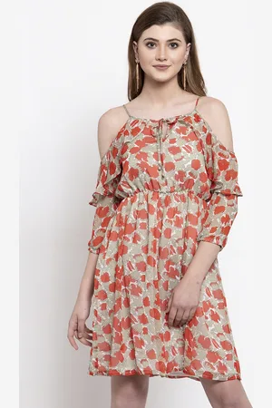 Gipsy Women Red Printed Fit and Flare Dress