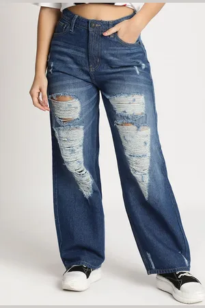 Bene Kleed Women High-Rise Highly Distressed Jeans