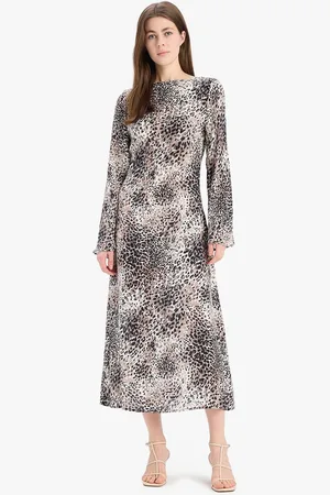 DeFacto Animal Print A-Line Midi Dress